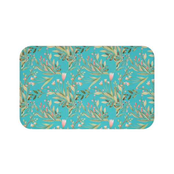 Teal and Green Floral Memory Foam Mat - MAT84