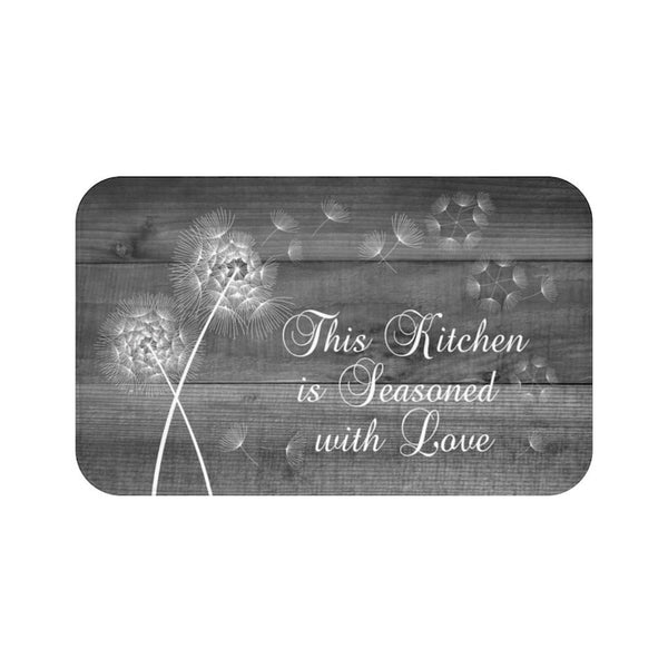 Farmhouse Gray Dandelion "This Kitchen is Seasoned with Love" Kitchen Memory Foam Mat - MAT87
