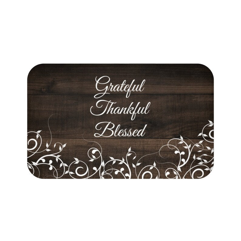 Brown Scroll "Grateful Thankful Blessed" Kitchen Memory Foam Mat - MAT89