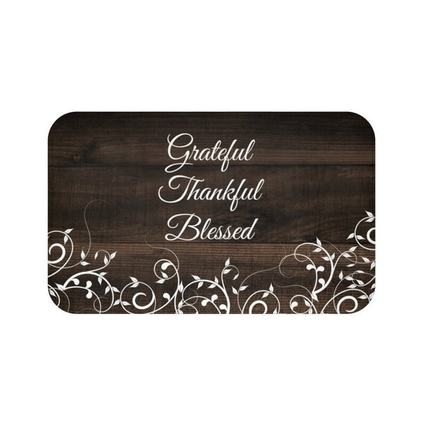 Brown Scroll "Grateful Thankful Blessed" Kitchen Memory Foam Mat - MAT89