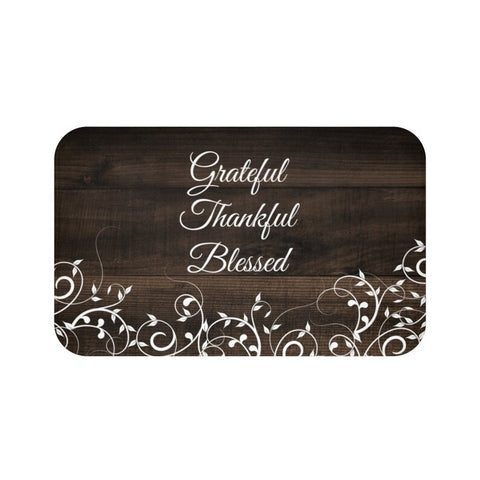 Brown Scroll "Grateful Thankful Blessed" Kitchen Memory Foam Mat - MAT89