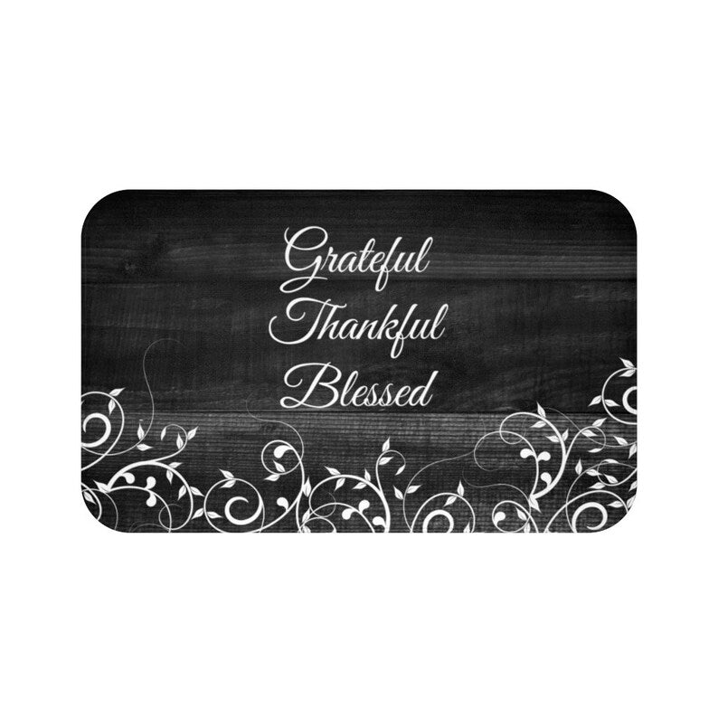 Rustic Black "Grateful Thankful Blessed" Kitchen Memory Foam Mat - MAT95