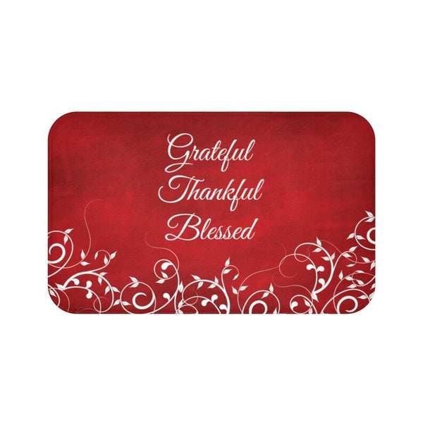 Red "Grateful Thankful Blessed" Kitchen Memory Foam Mat - MAT96