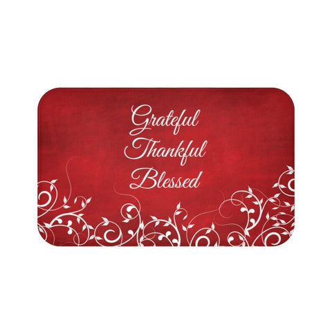 Red "Grateful Thankful Blessed" Kitchen Memory Foam Mat - MAT96