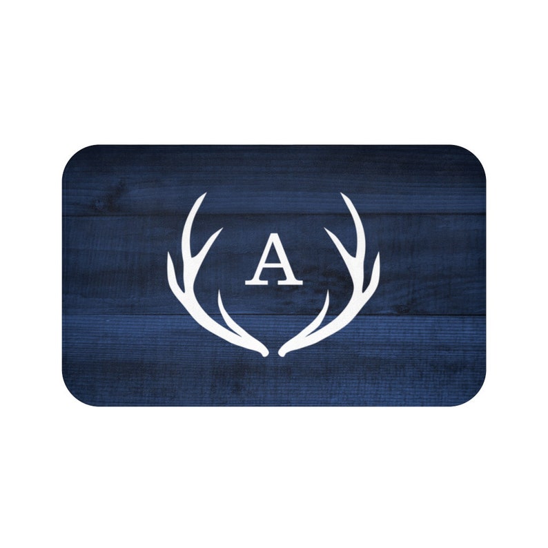 Rustic Blue Personalized Antler Memory Foam Mat - MAT103