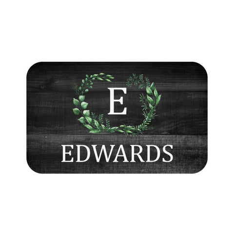 Rustic Black & Green Wreath Monogram Memory Foam Mat - MAT106