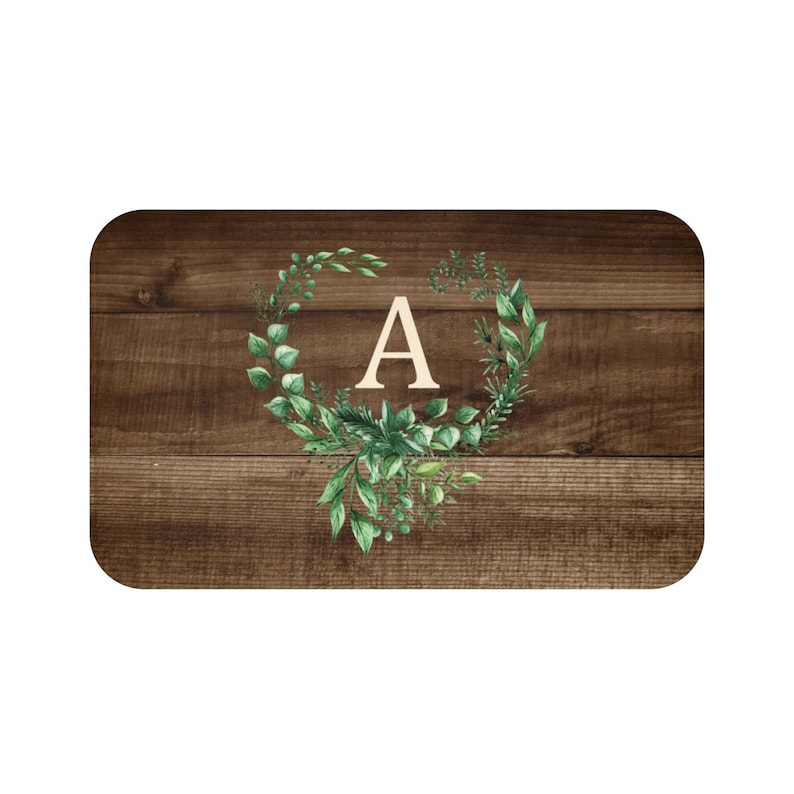 Brown & Green Wreath Monogram Memory Foam Mat - MAT107