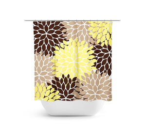 Yellow, Brown and Tan Flower Burst Shower Curtain - SHOWER119