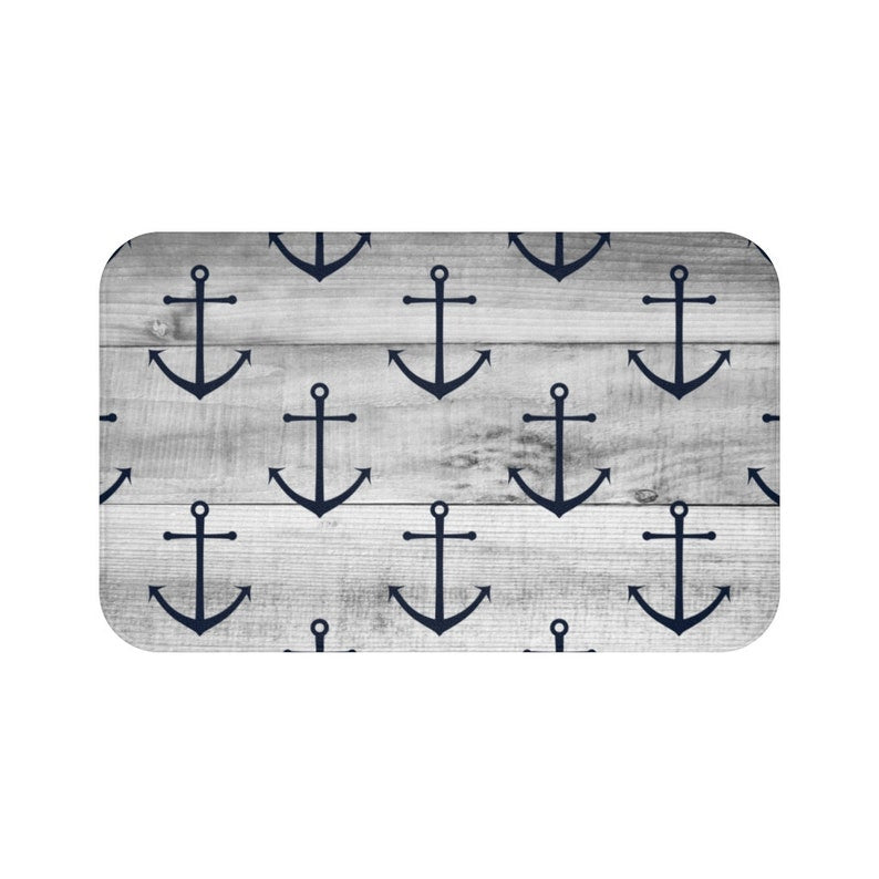 Gray and Blue Anchor Memory Foam Mat - MAT105