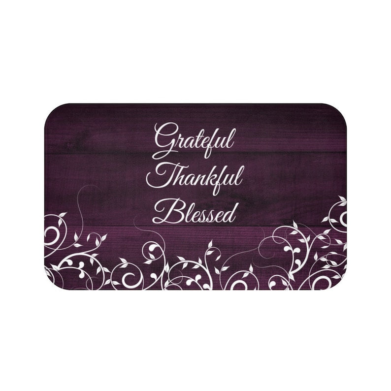 Rustic Purple "Grateful Thankful Blessed" Kitchen Memory Foam Mat - MAT109