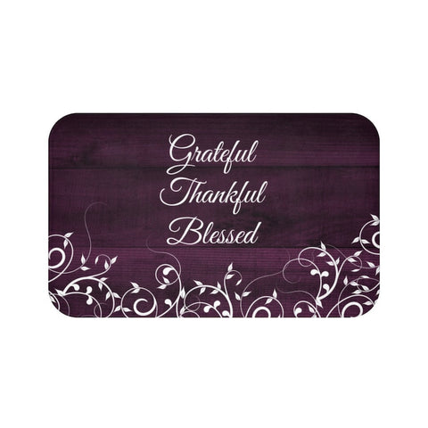 Rustic Purple "Grateful Thankful Blessed" Kitchen Memory Foam Mat - MAT109