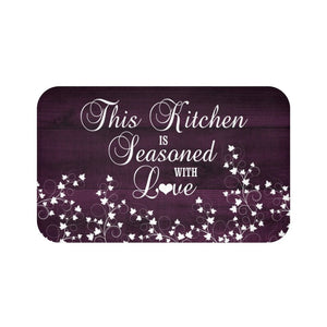 Rustic Purple "This Kitchen is Seasoned with Love" Kitchen Memory Foam Mat - MAT110