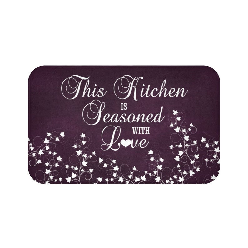Purple "This Kitchen is Seasoned with Love" Kitchen Memory Foam Mat - MAT111