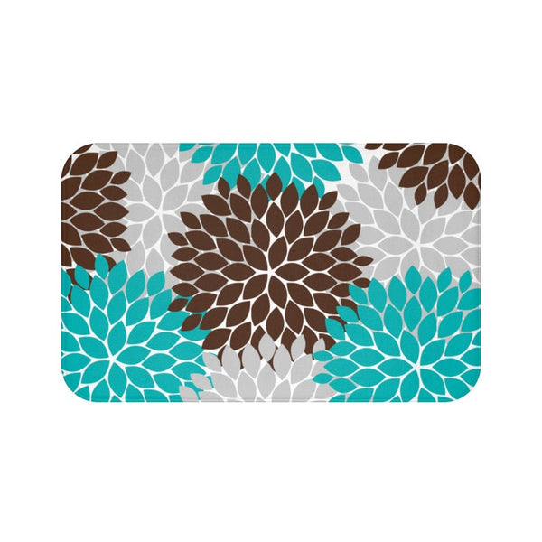 Brown Teal and Gray Flower Burst Memory Foam Mat - MAT118