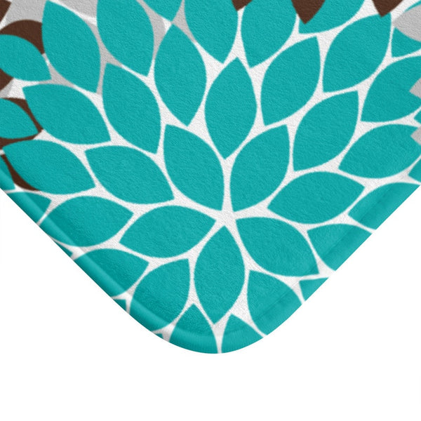 Brown Teal and Gray Flower Burst Memory Foam Mat - MAT118