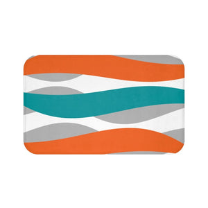 Orange Teal and Gray Abstract Ribbons Memory Foam Mat - MAT120