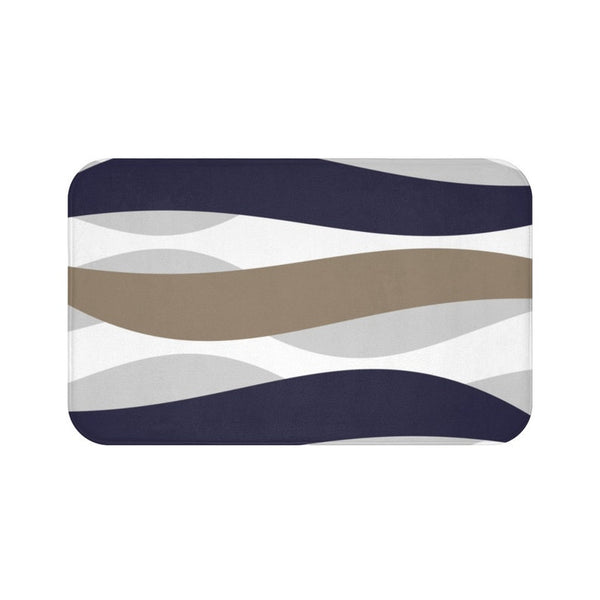 Blue Beige and Gray Abstract Ribbons Memory Foam Mat - MAT122