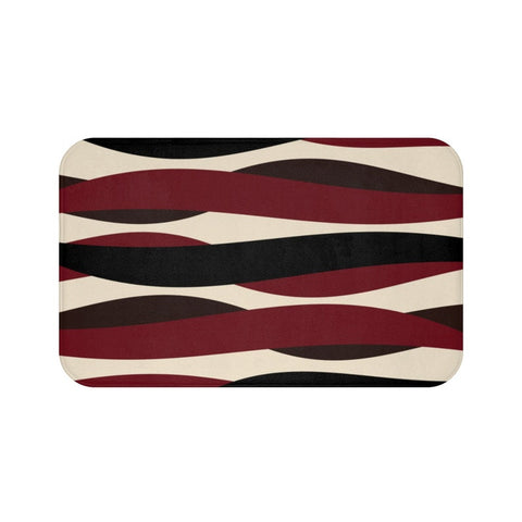 Red Black Brown Abstract Ribbons Memory Foam Mat - MAT123