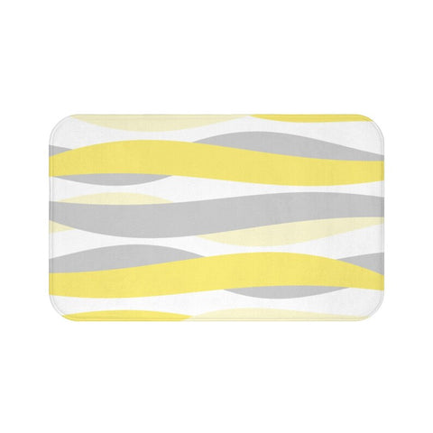 Yellow and Gray Abstract Ribbons Memory Foam Mat - MAT125