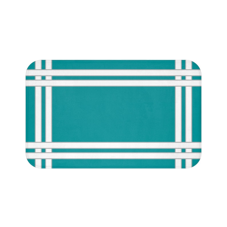 Solid Teal with Borders Memory Foam Mat - MAT131