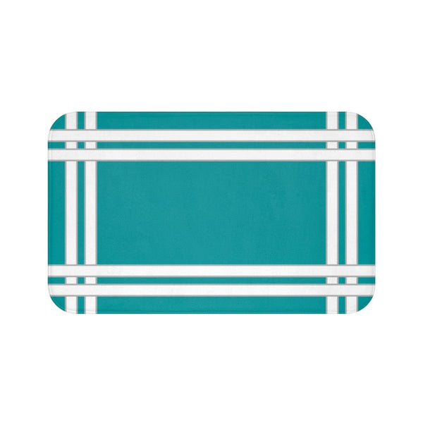Solid Teal with Borders Memory Foam Mat - MAT131
