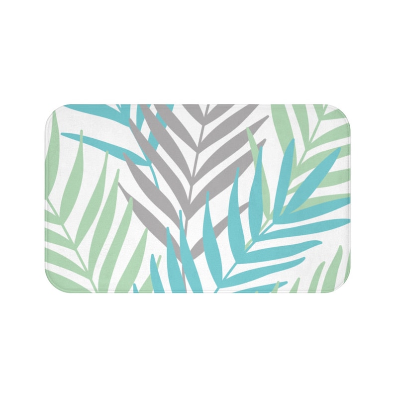 Sea Glass Palm Leaves Memory Foam Mat - MAT132