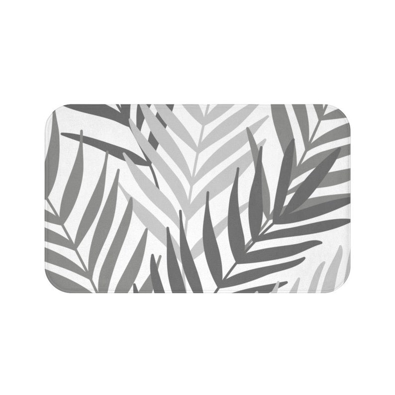 Gray Palm Leaves Memory Foam Mat - MAT134