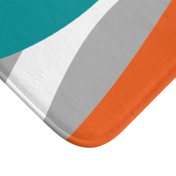 Orange Teal and Gray Abstract Ribbons Memory Foam Mat - MAT120