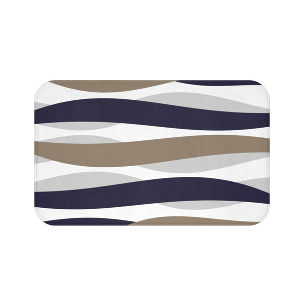 Blue Beige and Gray Abstract Ribbons Memory Foam Mat - MAT126