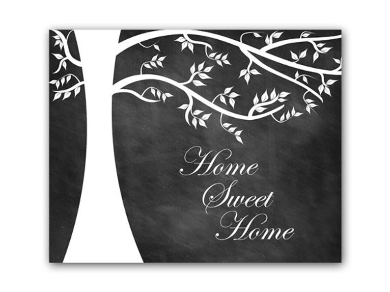 "Home Sweet Home" Wall Art Print, Black Chalkboard Home Decor - HOME46