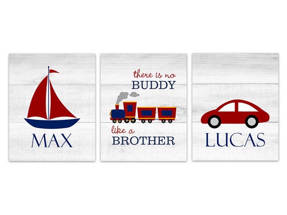 Personalized Transportation Brothers 3pc Wall Art "There Is No Buddy Like A Brother" - KIDS244