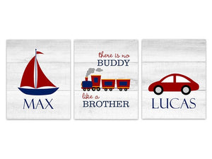 Personalized Transportation Brothers 3pc Wall Art "There Is No Buddy Like A Brother" - KIDS244
