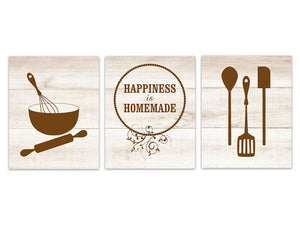 Happiness is Homemade CANVAS Sign, Home and Living, Home Decor Wall Art, Rustic Kitchen Decor, Kitchen Pictures, Brown Kitchen Art - HOME203