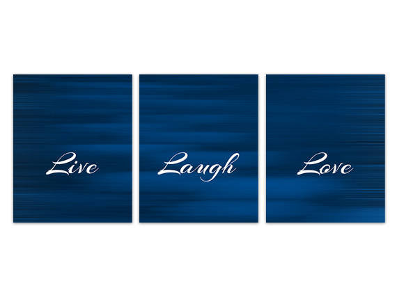 Navy Live Laugh Love PRINTS, Navy Bedroom, CANVAS Wall Art, Navy Home Decor, Abstract Water, Navy Abstract Art Prints or Canvas - HOME215
