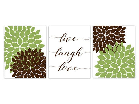 Green and Brown Bedroom CANVAS Wall Art, Live Laugh Love, Green Bathroom Decor, Typography, Home Decor Wall Art - HOME268