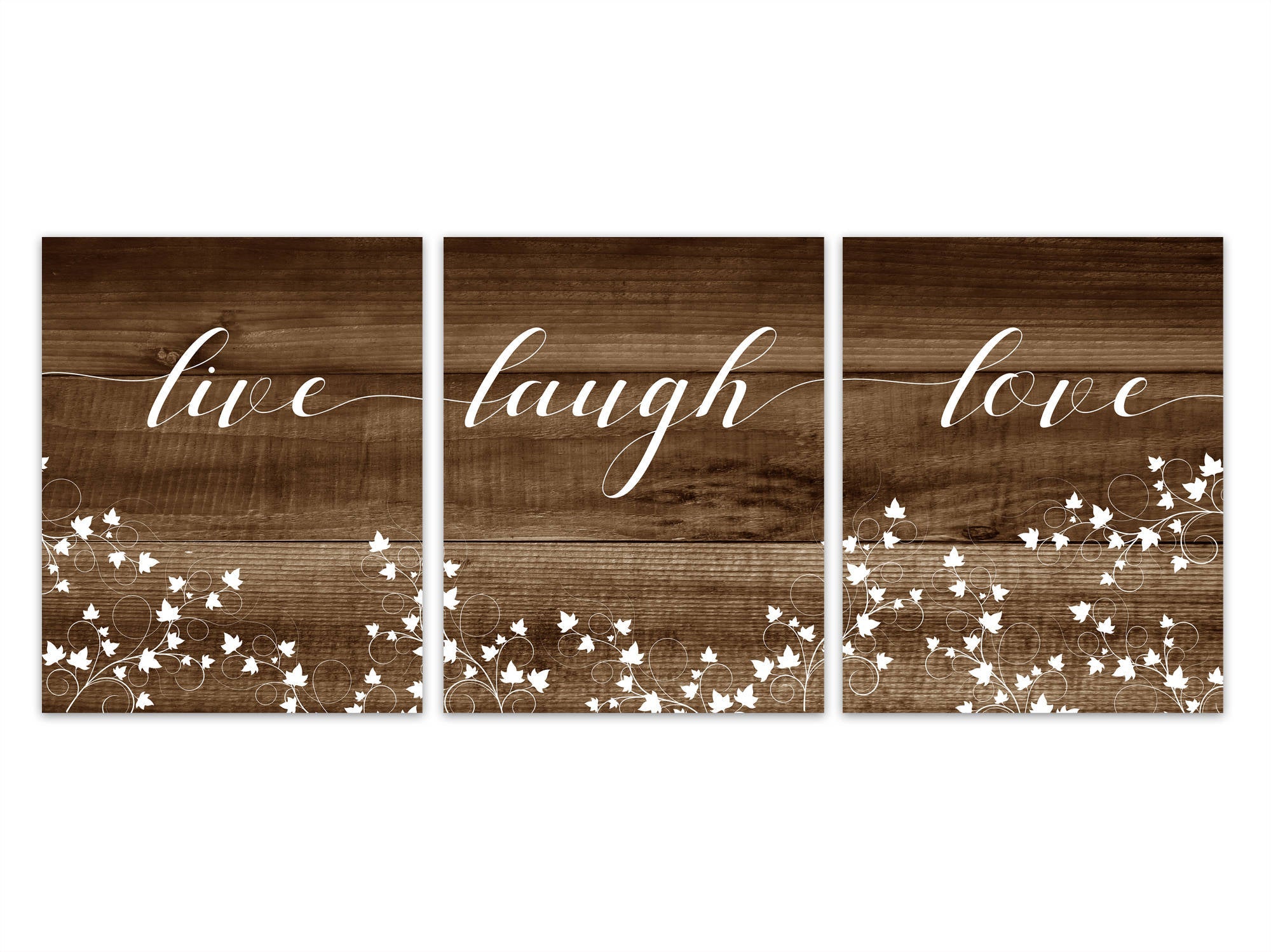 Live Laugh Love, Rustic Home Decor Wall Art Print or Canvas, Ivy Prints, Farmhouse Decor, Bedroom Wall Art, Housewarming Gift - HOME290