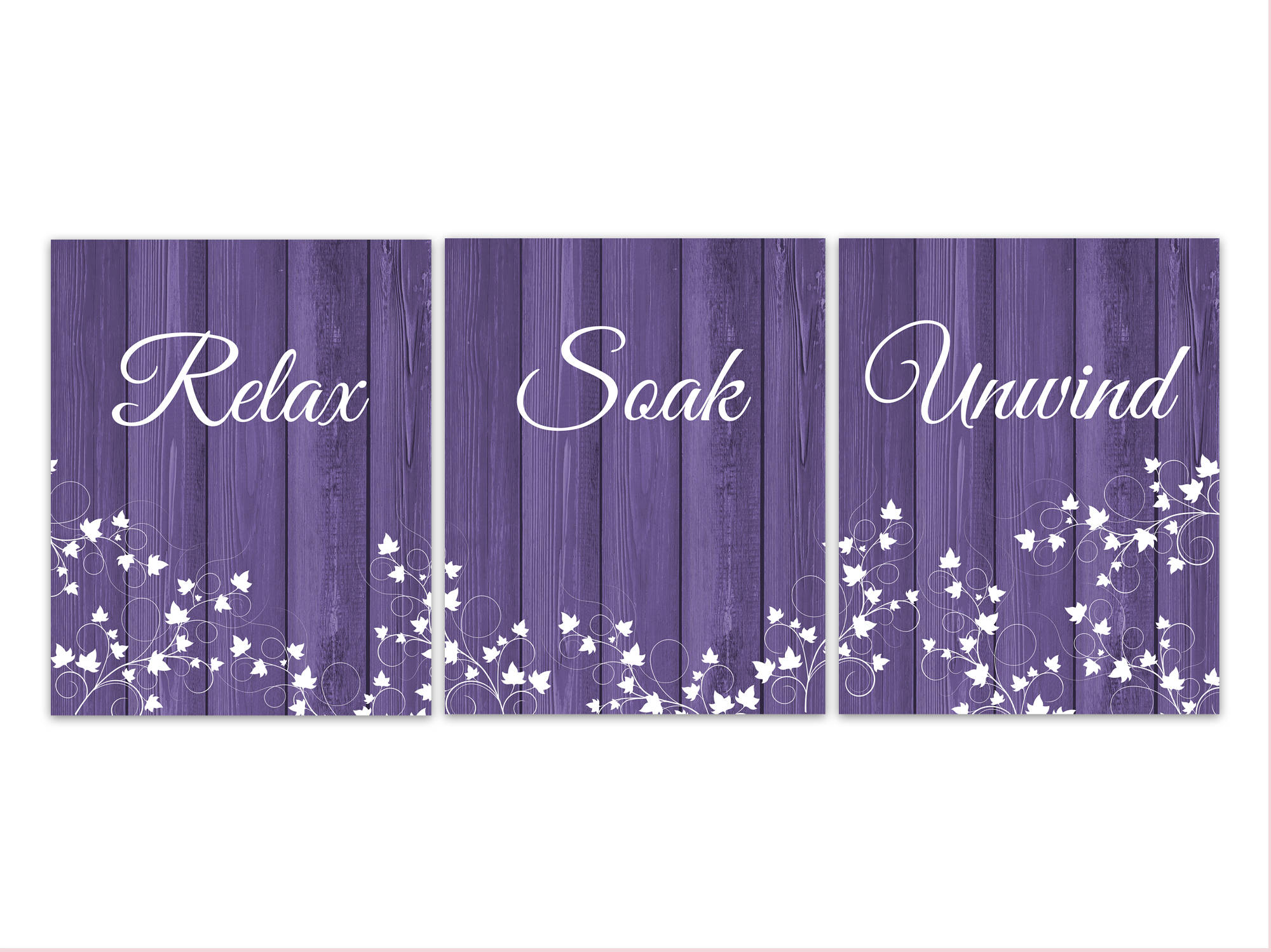 Purple Bathroom Wall Art, Relax Soak Unwind Bathroom Quote, Guest Bathroom CANVAS, Rustic Modern Plum Bathroom Decor, Spa Signs - BATH201