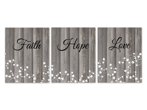 Faith Hope Love, Farmhouse Wall Decor, Home Decor CANVAS, Living Room Decor, Ivy Art Prints, 1 Corinthians 13, Bible Verse - HOME294