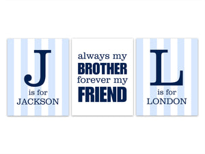 Personalized Brothers 3pc Wall Art "Always My Brother, Forever My Friend" - KIDS281