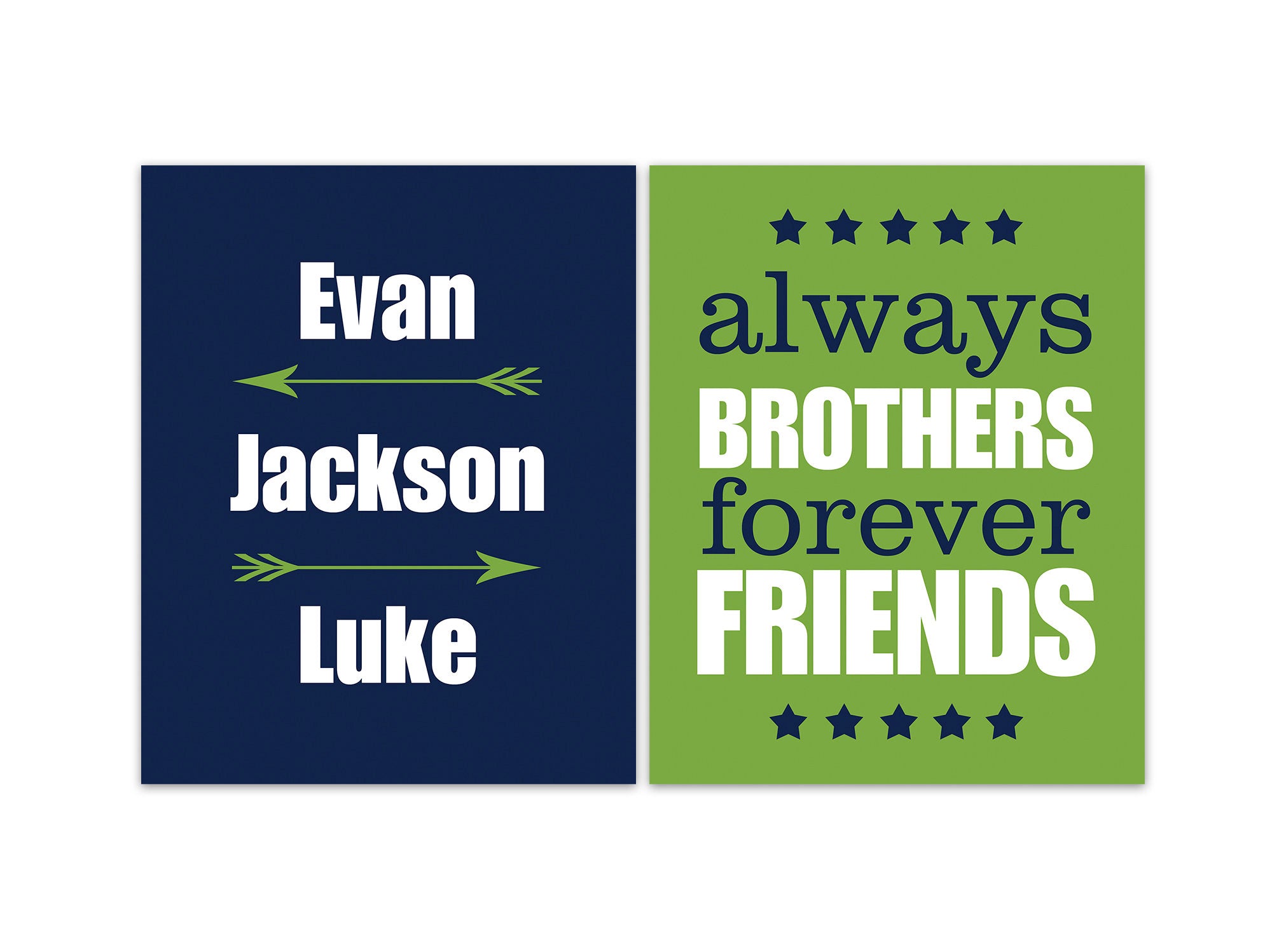 Personalized Brothers 2pc Wall Art "Always Brothers, Forever Friends" - KIDS293