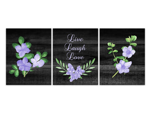 Live Laugh Love, Lavender Watercolor Flower Bouquet Art, Chalkboard Floral Artwork, Home Decor Canvas or Prints, Bedroom Wall Art - HOME371