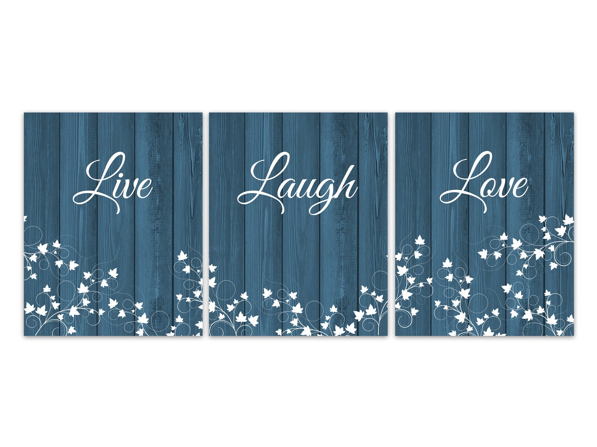 Turquoise Bedroom Decor, Live Laugh Love, Home Decor CANVAS, Ivy Prints, Set of 3 Teal Bedroom Wall Art Prints, Housewarming Gift - HOME329
