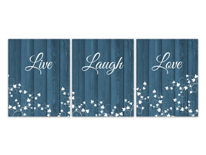 Turquoise Bedroom Decor, Live Laugh Love, Home Decor CANVAS, Ivy Prints, Set of 3 Teal Bedroom Wall Art Prints, Housewarming Gift - HOME329