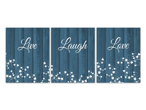 Turquoise Bedroom Decor, Live Laugh Love, Home Decor CANVAS, Ivy Prints, Set of 3 Teal Bedroom Wall Art Prints, Housewarming Gift - HOME329
