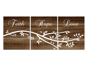 Faith Hope Love Wall Art, Bible Verse CANVAS, Rustic Home Decor, Christian Gift, Entryway Decor, Family Room Decor - HOME379