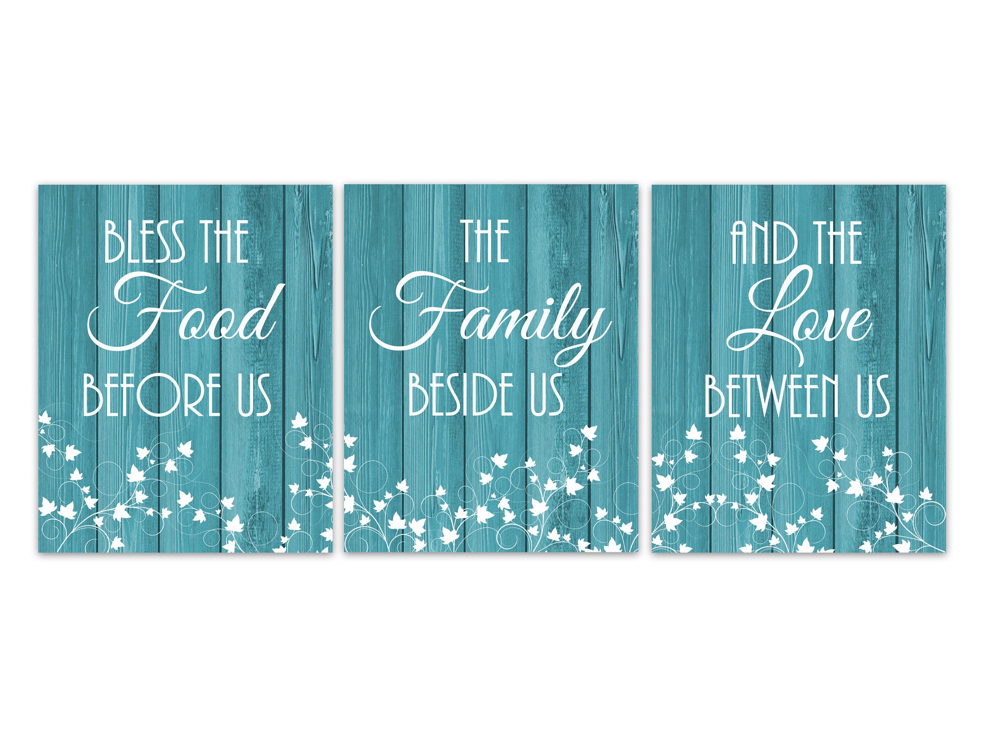 Teal Kitchen CANVAS or PRINTS, Bless The Food Before Us Kitchen Quote Art, Dining Room Pictures, Kitchen Decor, Farmhouse Decor - HOME363