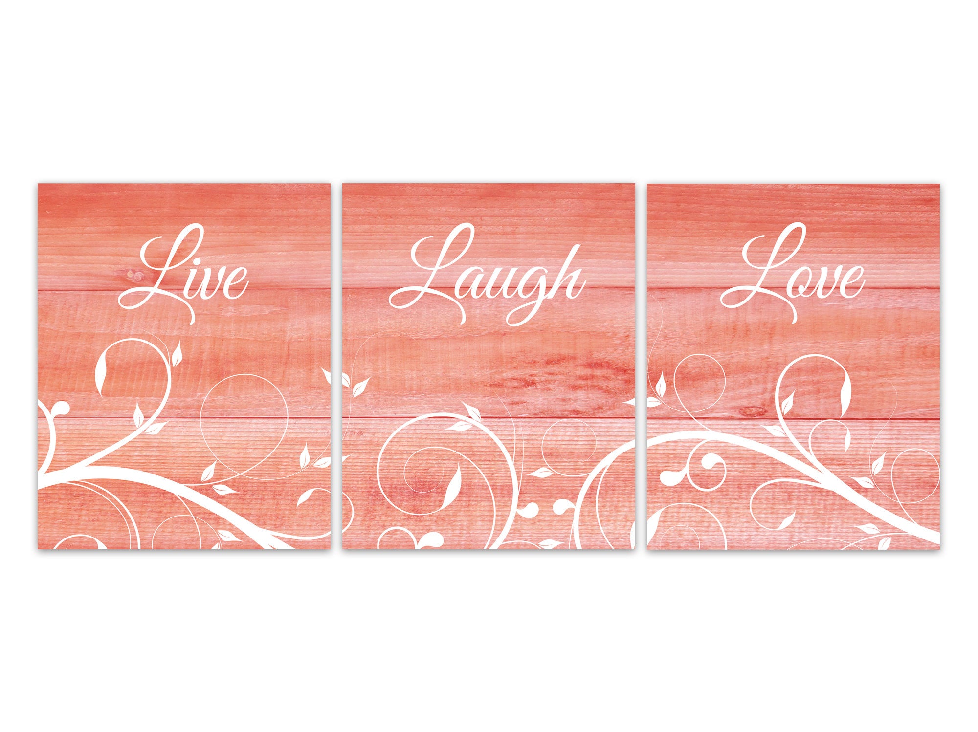 Coral Decor, Live Laugh Love, Country Cottage Wall Art, Home Decor CANVAS, Bedroom Wall Art, Family Room Sign, Entryway Wall Decor - HOME409