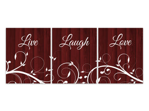 Live Laugh Love, Rustic Home Decor Canvas, Red Farmhouse Decor,Bedroom Wall Art, Family Room Sign, Entryway Wall Decor - HOME417