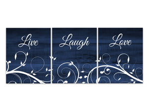 Rustic Home Decor Canvas, Navy Farmhouse Decor, Live Laugh Love, Bedroom Wall Art, Family Room Sign, Entryway Wall Decor - HOME418