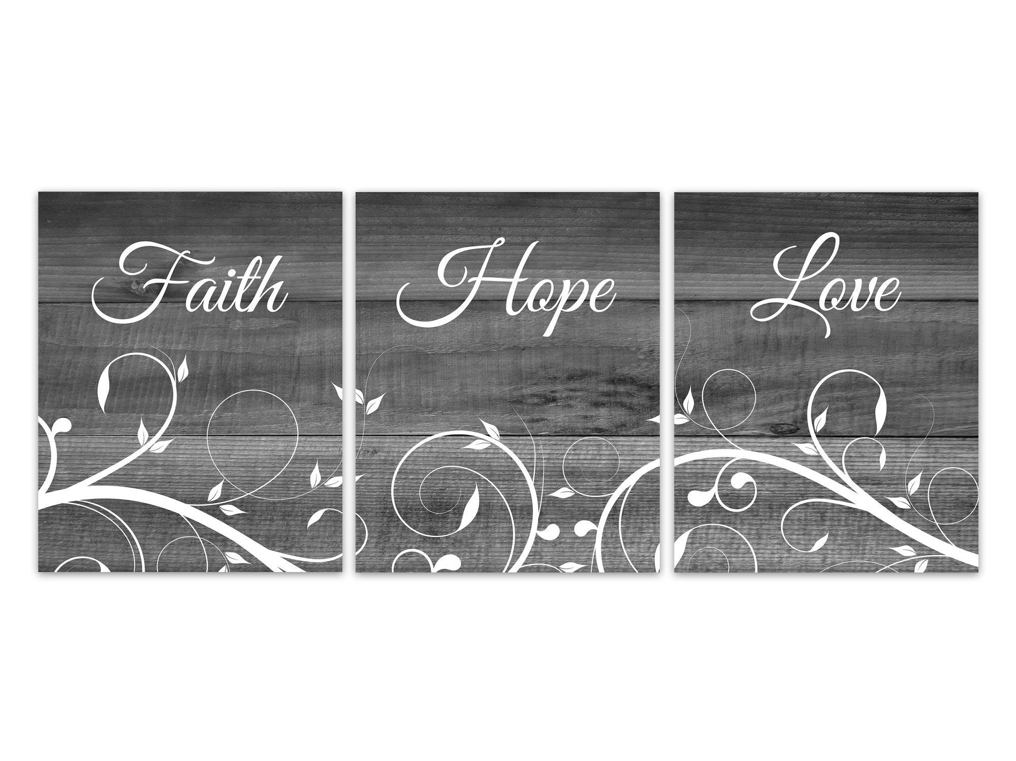 Faith Hope Love Canvas, Spiritual Art Prints, Farmhouse Christian Gift, Entryway Decor, Family Room Decor, Living Room Decor - HOME407